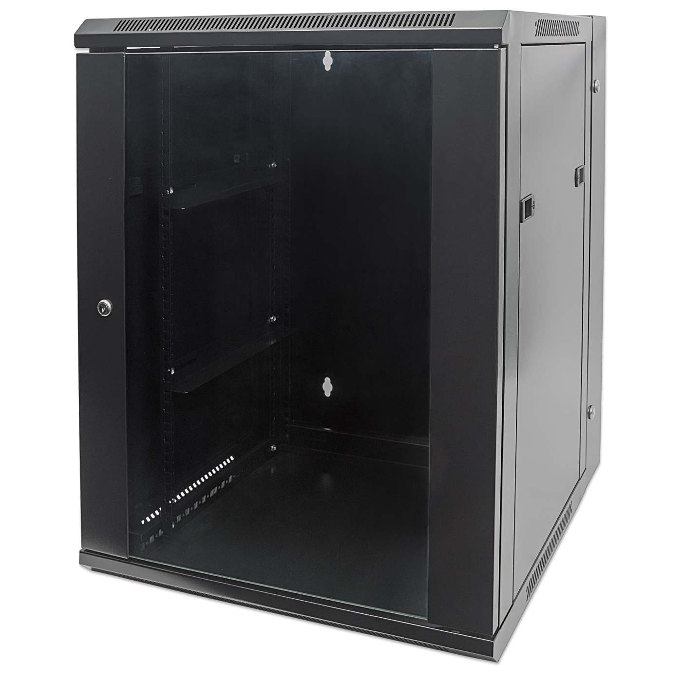 19" Double Section Wallmount Cabinet, 15U, 550 mm (21.7 in.) Depth, Black Image 1