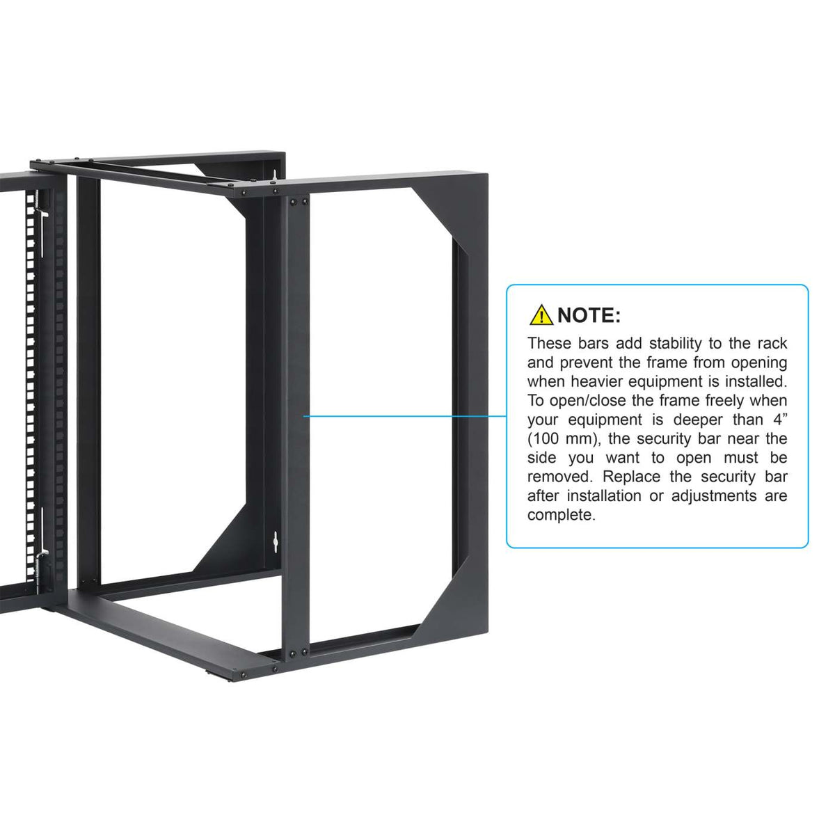19" Wall Mount 2-Post Open Frame Network Rack, 12U Image 8