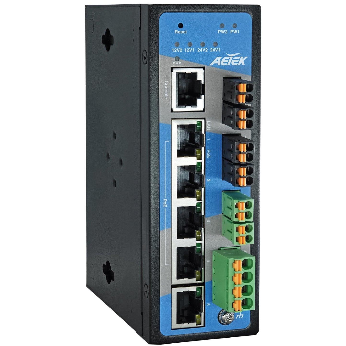 Industrial L2 Managed PRO 4-Port Gigabit PoE+ Switch with 12V/24VDC Output, 12-48VDC Input | 120W