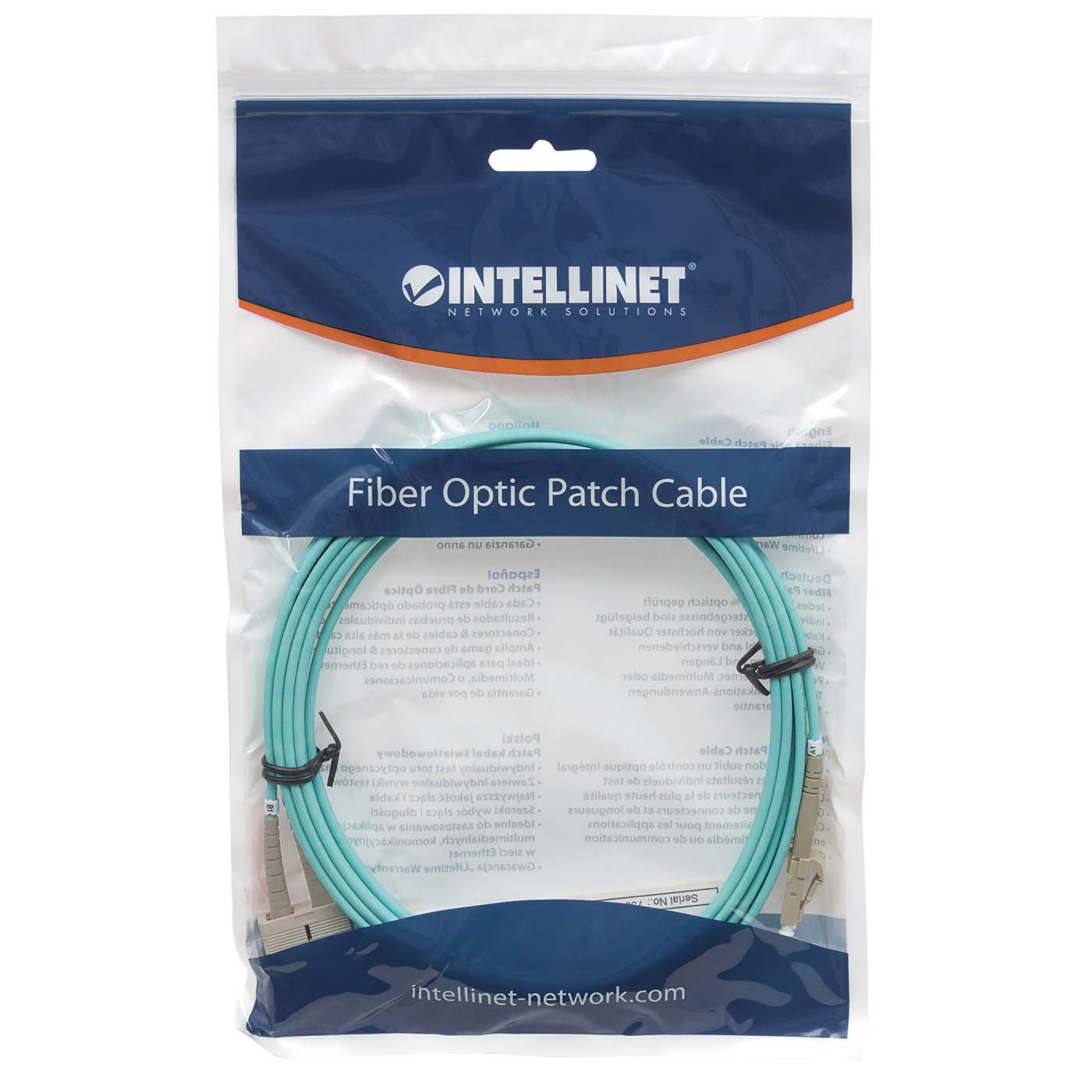 7 m LC to SC UPC Fiber Optic Patch Cable, 2.0 mm, Duplex, OFNR, OM3 Multimode, Aqua Image 5