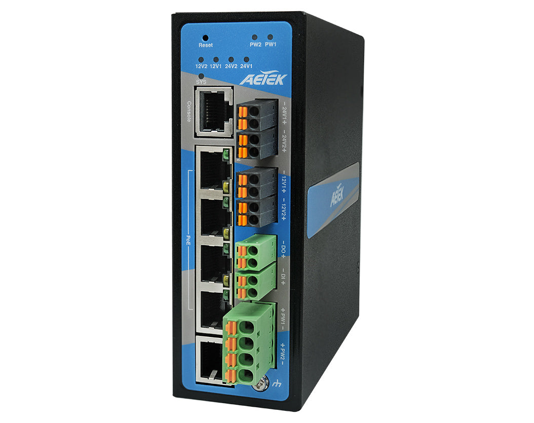 Industrial L2 Managed PRO 4-Port Gigabit PoE+ Switch with 12V/24VDC Output, 12-48VDC Input | 120W