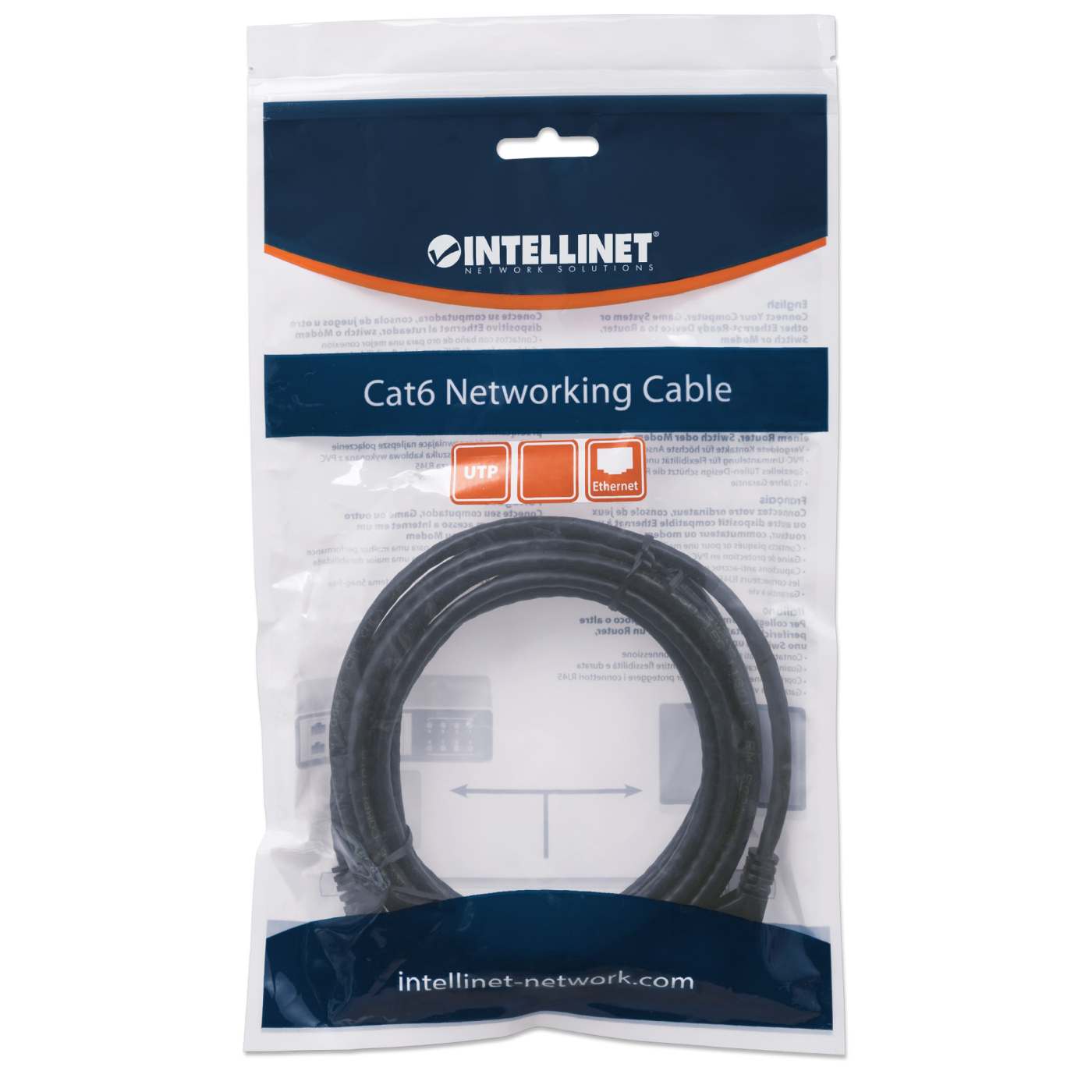 Cat6 U/UTP Network Patch Cable, 0.3 m (1 ft.), Black Packaging Image 2