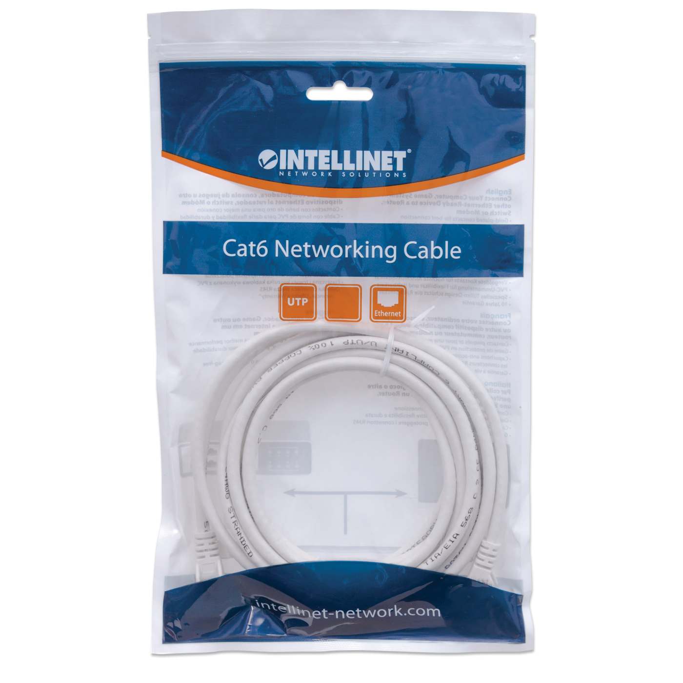 Cat6 U/UTP Network Patch Cable, 0.6 m (2 ft.), White Packaging Image 2
