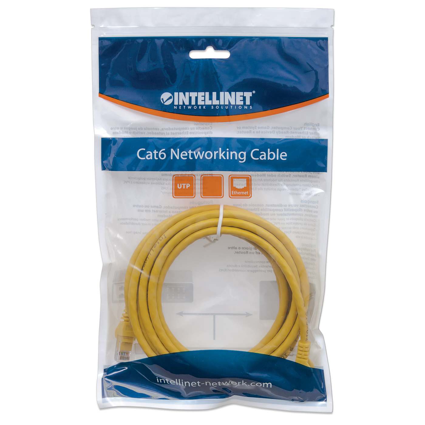 Cat6 U/UTP Network Patch Cable, 5 m (14 ft.), Yellow Packaging Image 2