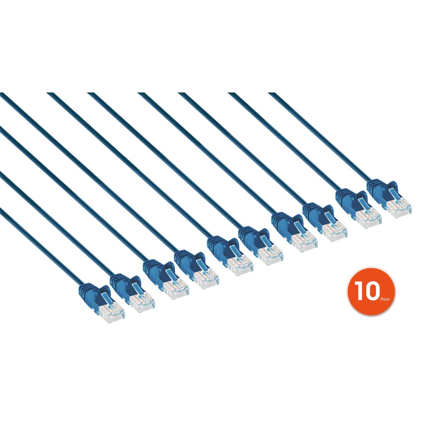 Cat6 U/UTP Slim Network Patch Cable, 1 ft., Blue, 10-Pack Image 2