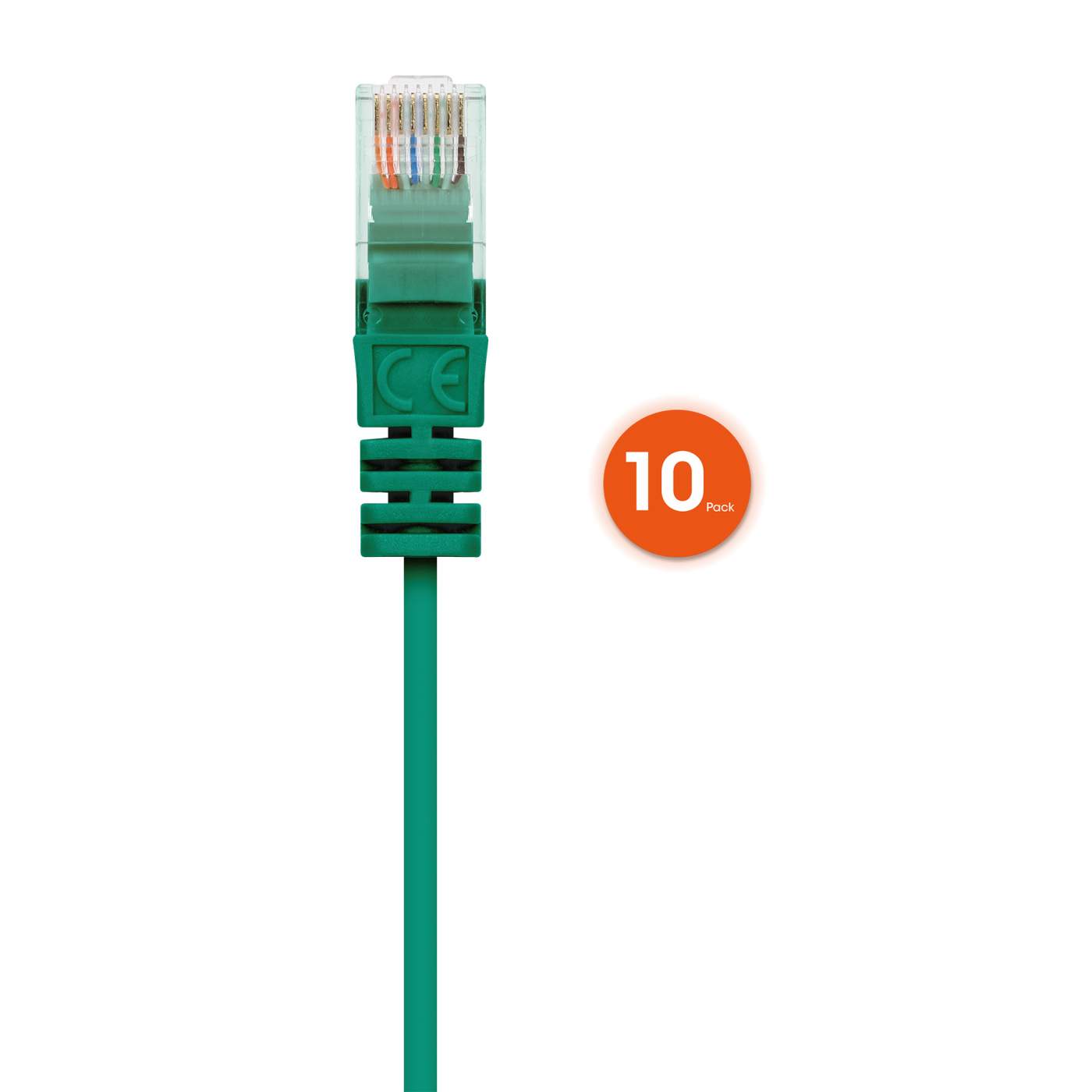 Cat6 U/UTP Slim Network Patch Cable, 3 ft., Green, 10-Pack Image 4