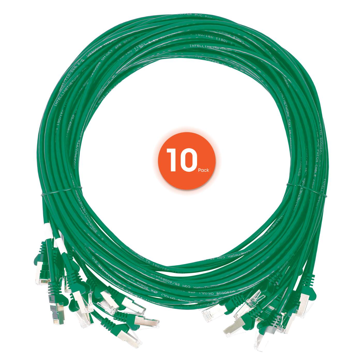 Cat6 U/UTP Slim Network Patch Cable, 3 ft., Green, 10-Pack Image 7