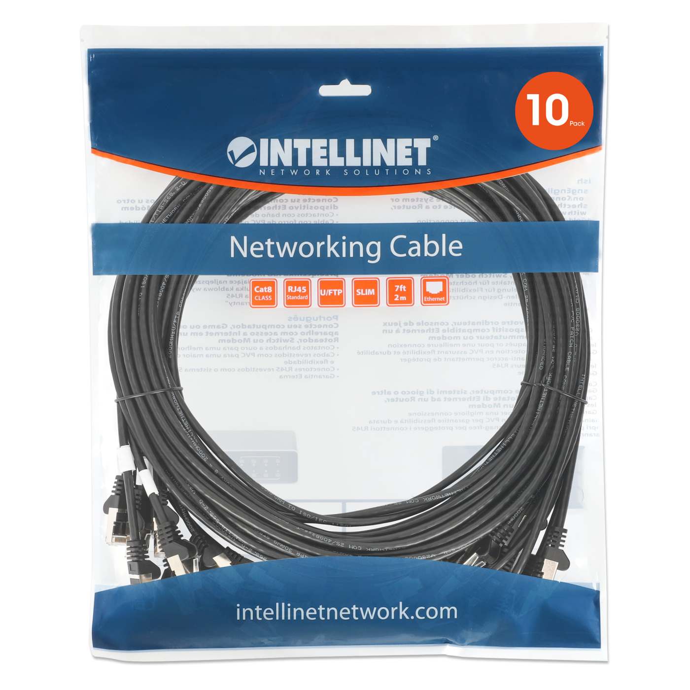 Cat8.1 U/FTP Slim Network Patch Cable, 10 ft., Black, 10-Pack Image 8