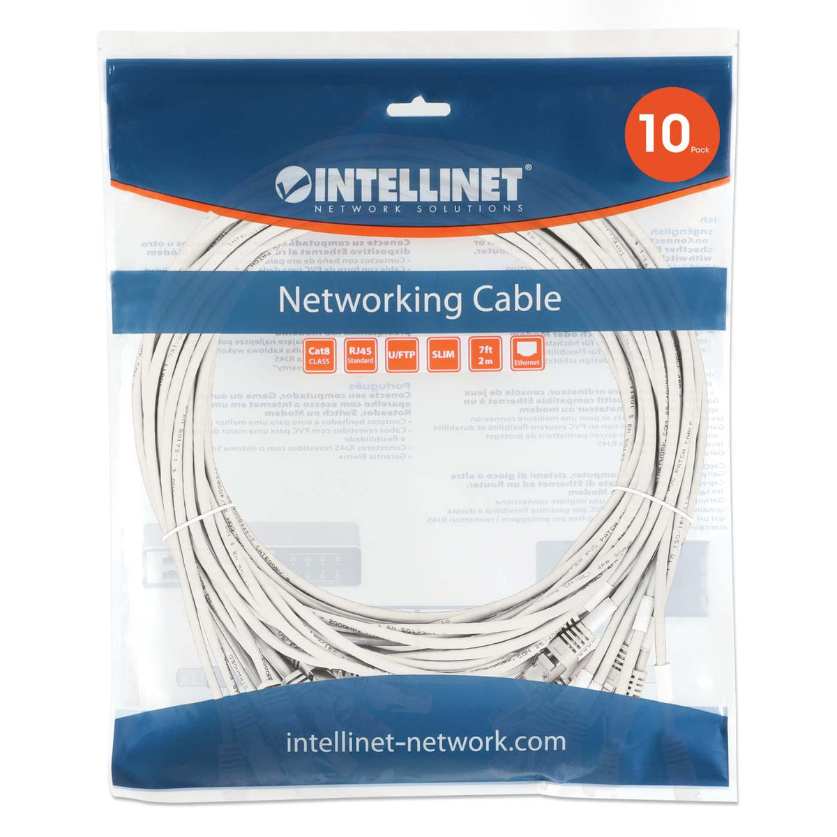 Cat8.1 U/FTP Slim Network Patch Cable, 14 ft., White, 10-Pack Image 8