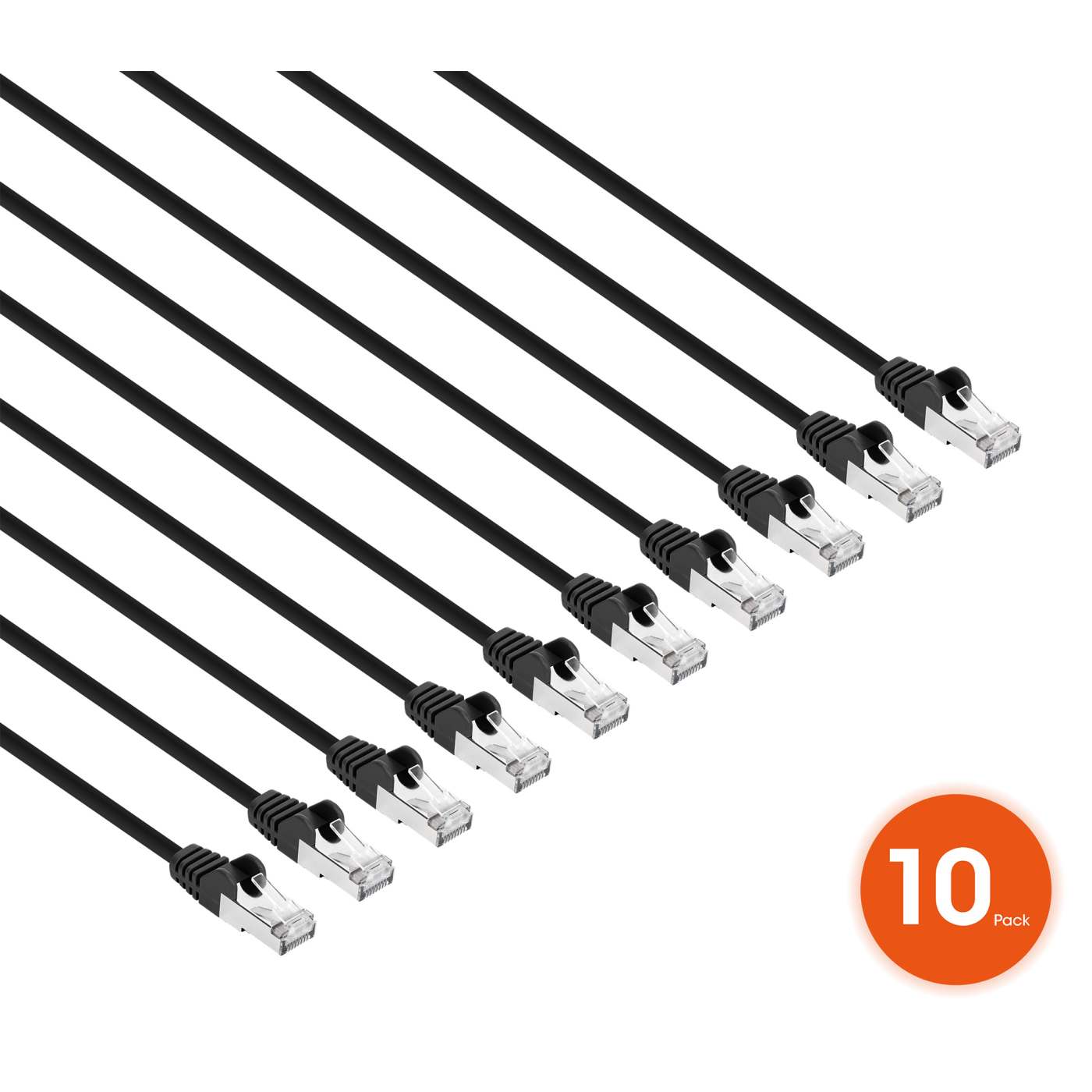 Cat8.1 U/FTP Slim Network Patch Cable, 1.5 ft., Black, 10-Pack Image 2