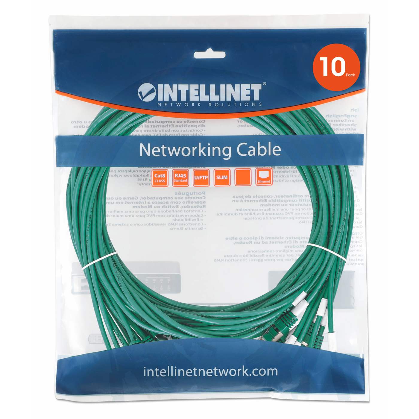 Cat8.1 U/FTP Slim Network Patch Cable, 1.5 ft., Green, 10-Pack Image 8