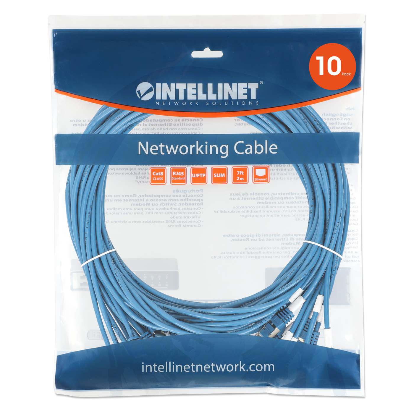 Cat8.1 U/FTP Slim Network Patch Cable, 3 ft., Blue, 10-Pack Image 8