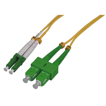 1 m LC to SC APC Fiber Optic Patch Cable, 2.0 mm, Duplex, OFNR, Singlemode BIF, Yellow Image 1