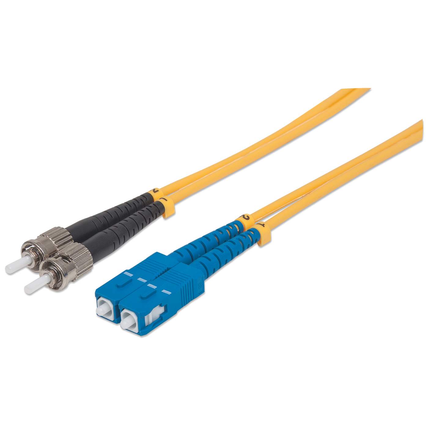 1 m ST to SC UPC Fiber Optic Patch Cable, 3.0 mm, Duplex, LSZH, OS2 Singlemode, Yellow Image 1