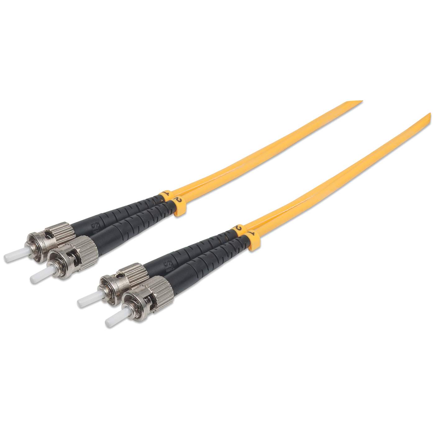 1 m ST to ST UPC Fiber Optic Patch Cable, 3.0 mm, Duplex, LSZH, OS2 Singlemode, Yellow Image 1