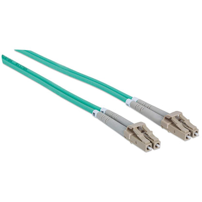 10 m LC to LC UPC Fiber Optic Patch Cable, 3.0 mm, Duplex, LSZH, OM3 Multimode, Aqua Image 3