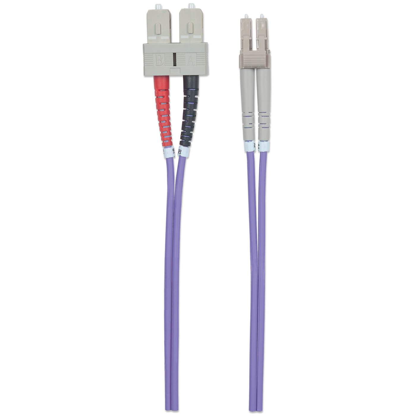 10 m LC to SC UPC Fiber Optic Patch Cable, 3.0 mm, Duplex, LSZH, OM4 Multimode, Violet Image 5