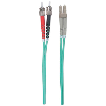 10 m LC to ST UPC Fiber Optic Patch Cable, 3.0 mm, Duplex, LSZH, OM3 Multimode, Aqua Image 5