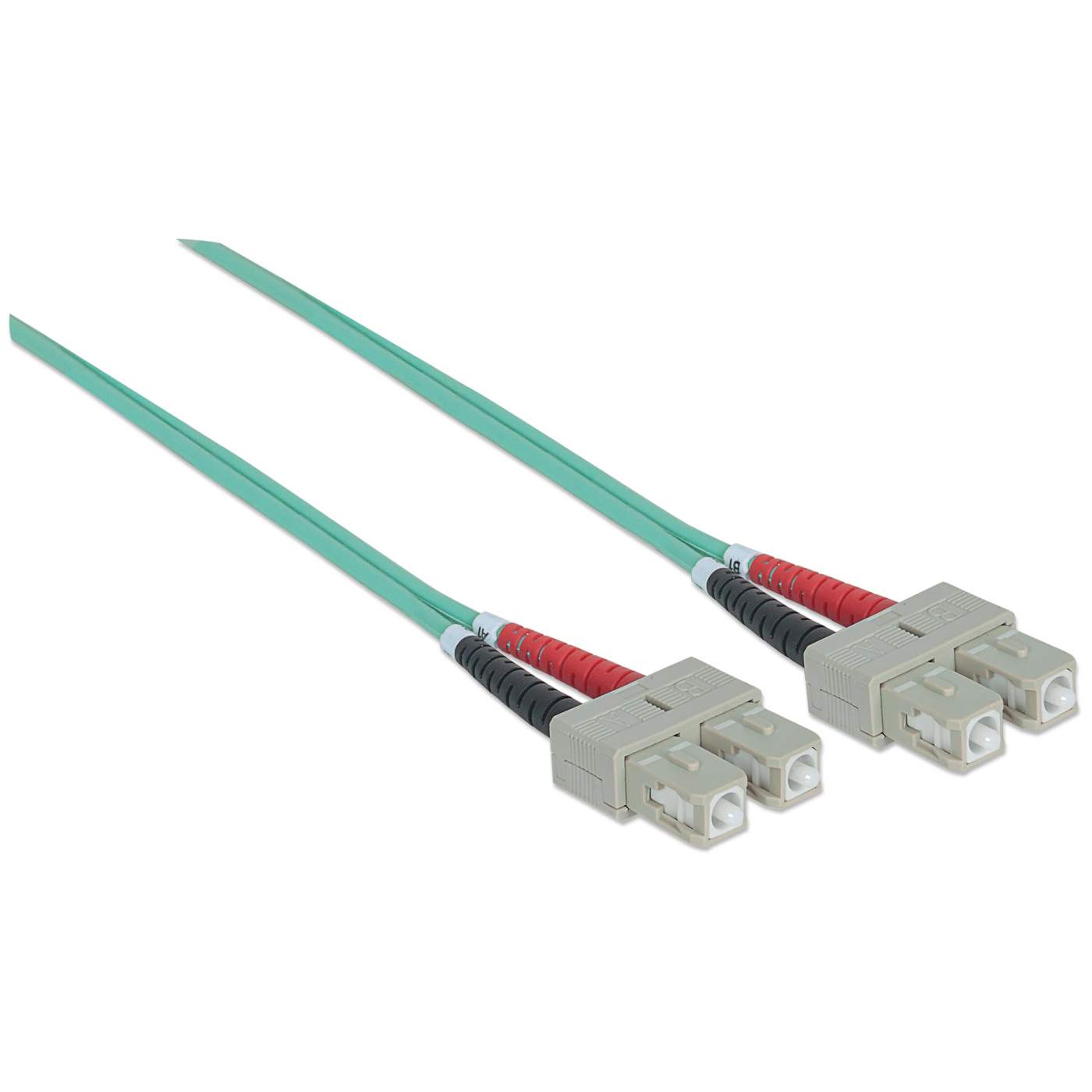 10 m SC to SC UPC Fiber Optic Patch Cable, 3.0 mm, Duplex, LSZH, OM3 Multimode, Aqua Image 3