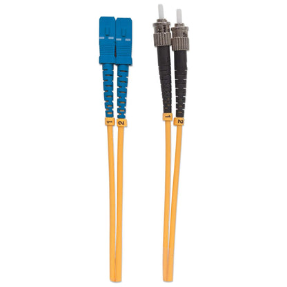 10 m ST to SC UPC Fiber Optic Patch Cable, 3.0 mm, Duplex, LSZH, OS2 Singlemode, Yellow Image 5