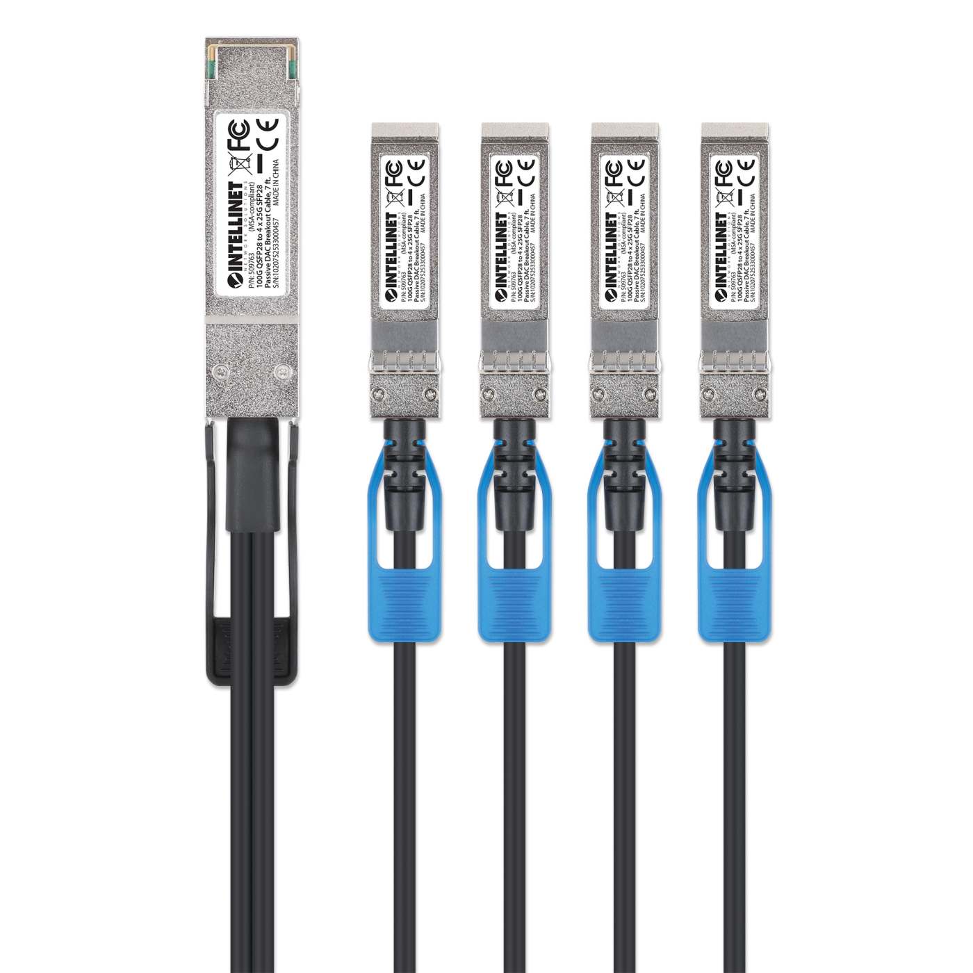 100G QSFP28 to 4 x 25G SFP28 Passive DAC Breakout Cable, 7 ft. Image 4