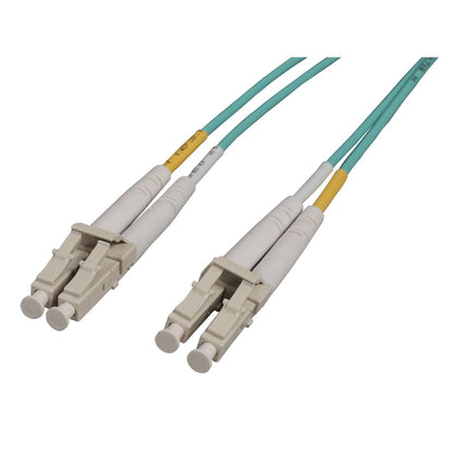 1.5 m LC to LC UPC Fiber Optic Patch Cable, 2.0 mm, Duplex, OFNR, OM3 Multimode, Aqua Image 1