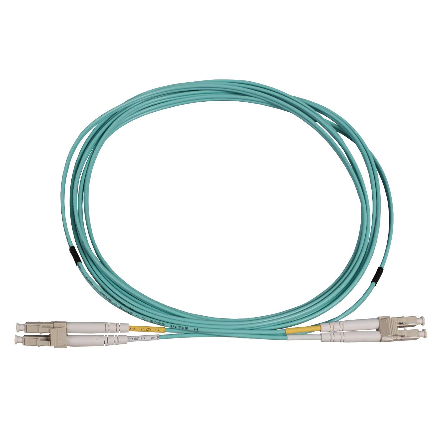 1.5 m LC to LC UPC Fiber Optic Patch Cable, 2.0 mm, Duplex, OFNR, OM3 Multimode, Aqua Image 3