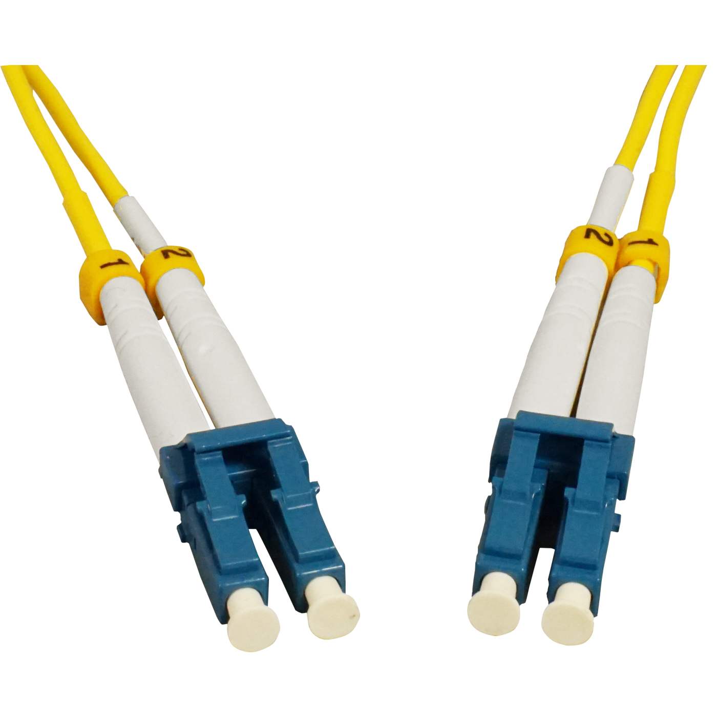 1.5 m LC to LC UPC Fiber Optic Patch Cable, 2.0 mm, Duplex, OFNR, Singlemode BIF, Yellow Image 3