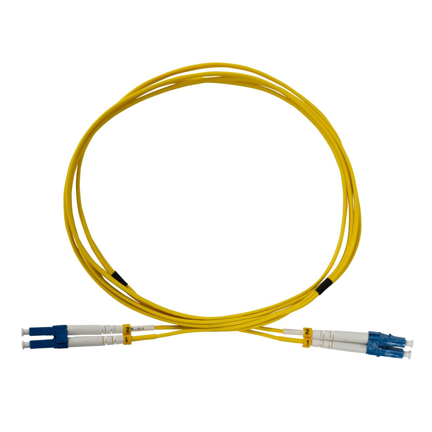 1.5 m LC to LC UPC Fiber Optic Patch Cable, 2.0 mm, Duplex, OFNR, Singlemode BIF, Yellow Image 4