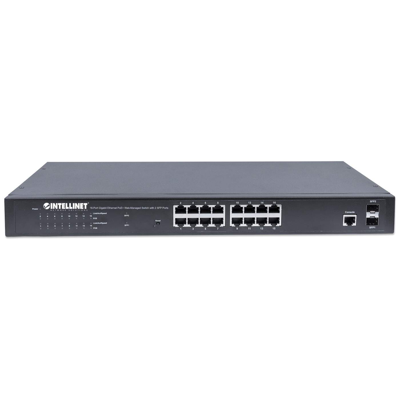 16-Port Gigabit Ethernet PoE+ Web-Managed Switch with 2 SFP Ports Image 4