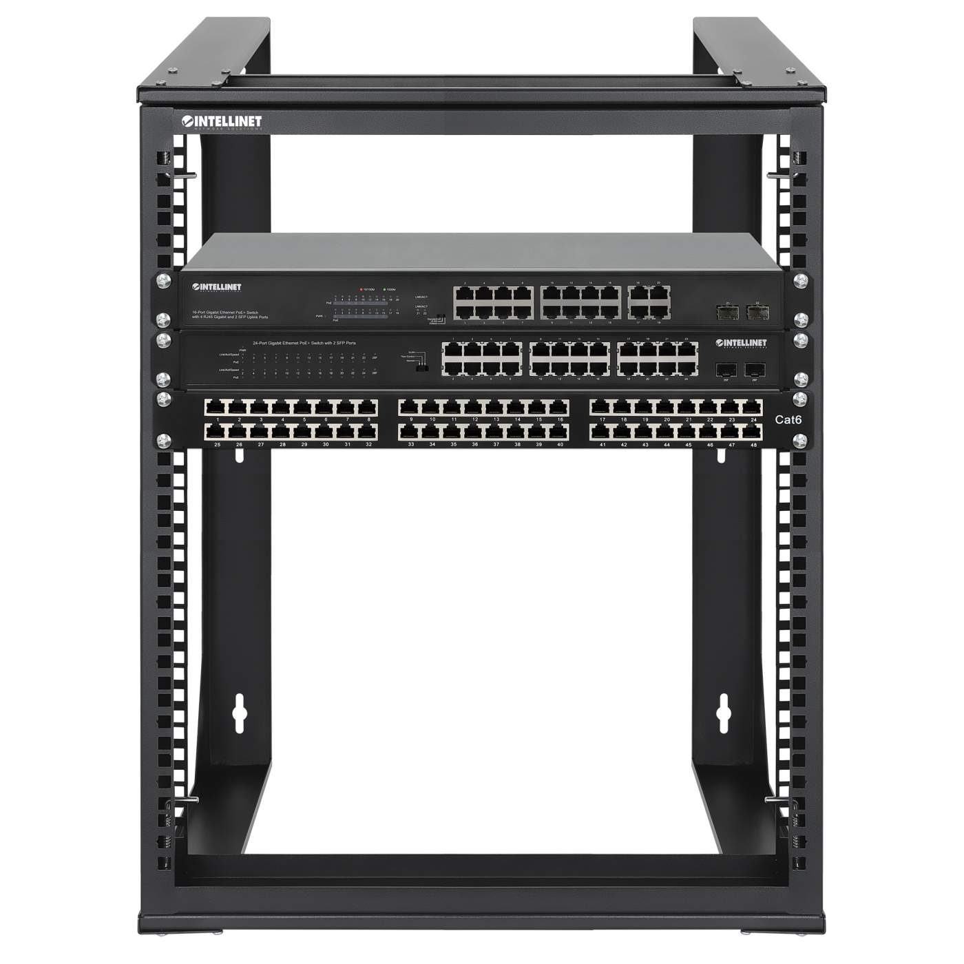 19" Wall Mount 2-Post Open Frame Network Rack, 12U Image 7