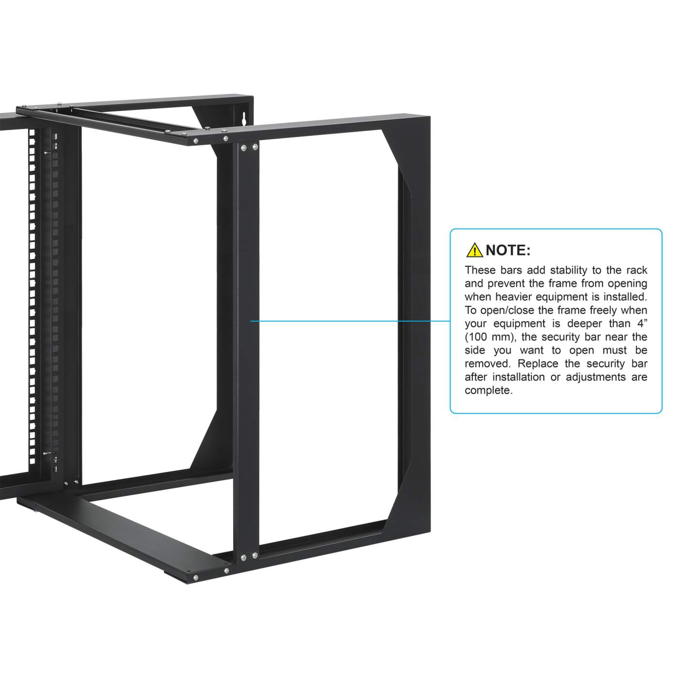 19" Wall Mount 2-Post Open Frame Network Rack, 12U Image 8