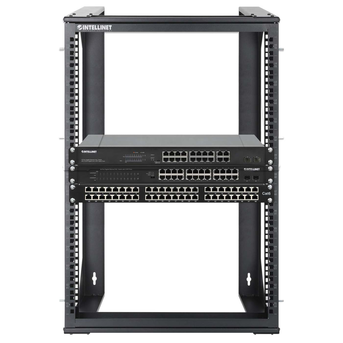 19" Wall Mount 2-Post Open Frame Network Rack, 15U Image 7