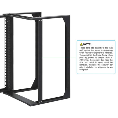 19" Wall Mount 2-Post Open Frame Network Rack, 15U Image 8