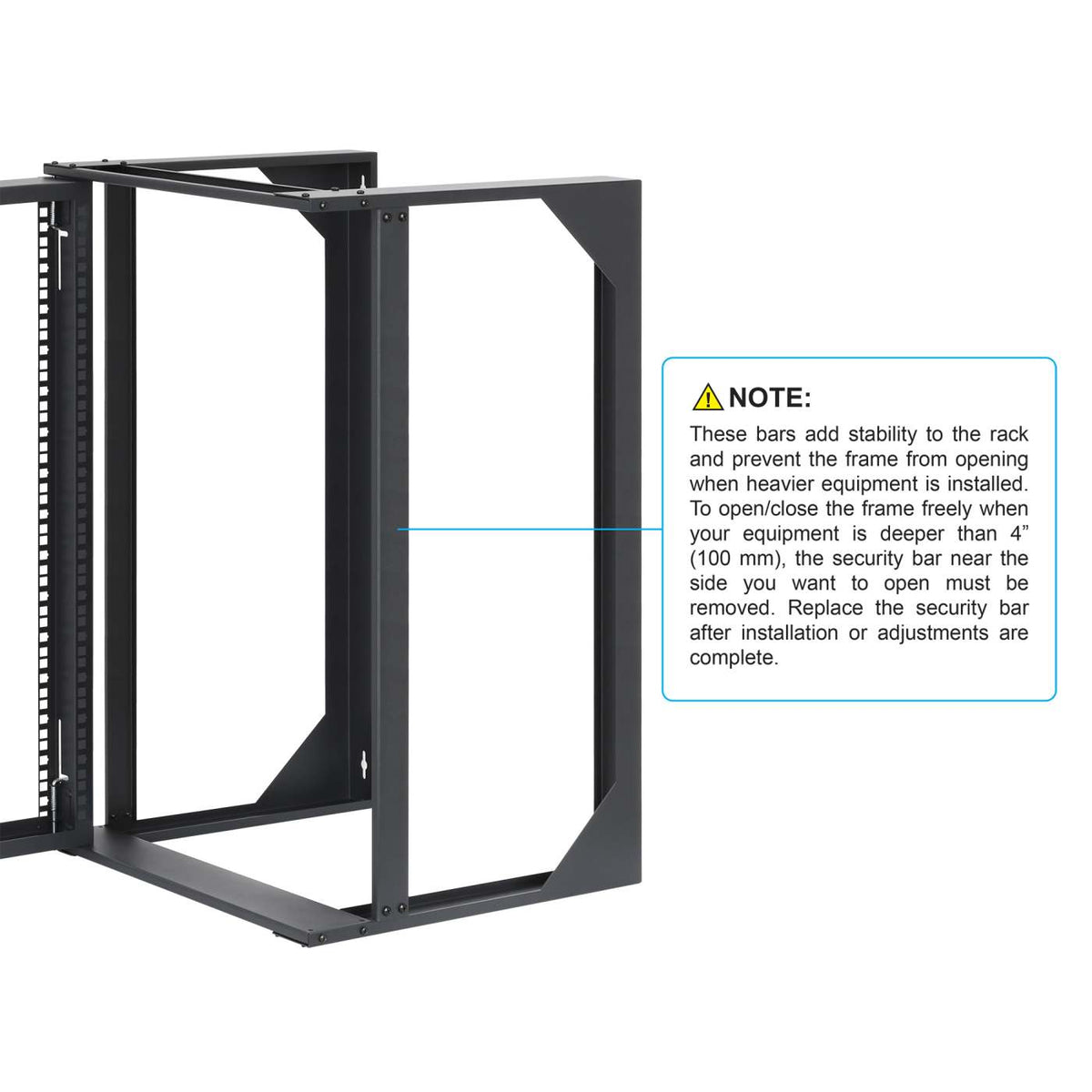 19" Wall Mount 2-Post Open Frame Network Rack, 15U Image 8