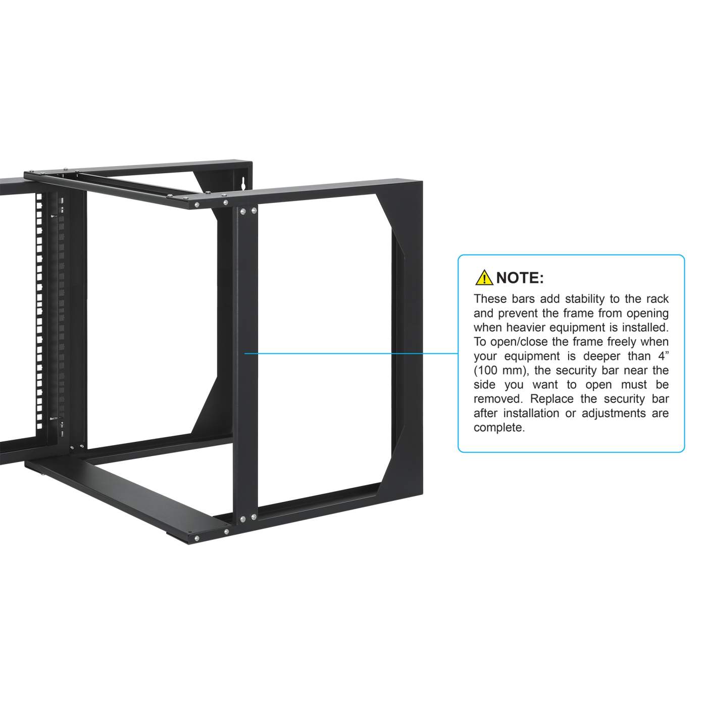 19" Wall Mount 2-Post Open Frame Network Rack, 9U Image 8