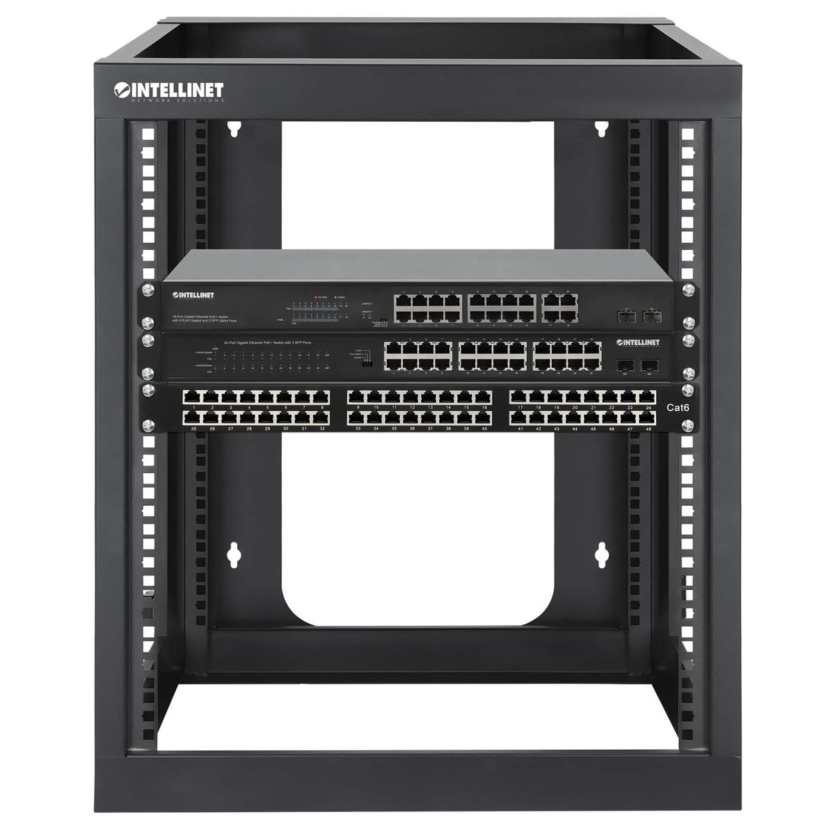 19" Wall Mount 4-Post Open Frame Network Rack, 12U Image 8