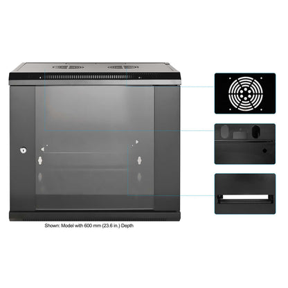 19" Wallmount Cabinet, 9U, 450 mm (17.7 in.) Depth, Black Image 6