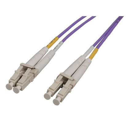 2 m LC to LC UPC Fiber Optic Patch Cable, 2.0 mm, Duplex, OFNR, OM4 Multimode, Aqua Image 1