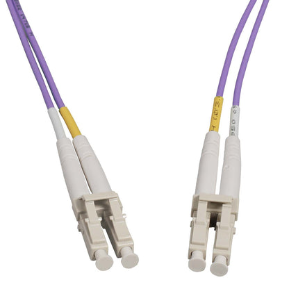 2 m LC to LC UPC Fiber Optic Patch Cable, 2.0 mm, Duplex, OFNR, OM4 Multimode, Aqua Image 2