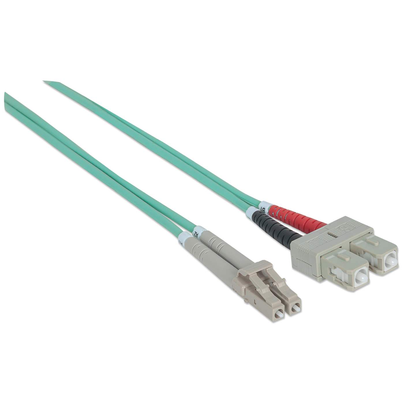 2 m LC to SC UPC Fiber Optic Patch Cable, 3.0 mm, Duplex, LSZH, OM3 Multimode, Aqua Image 3