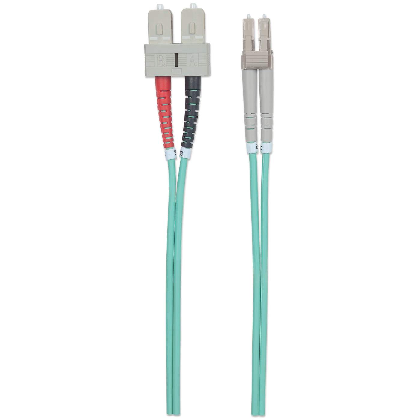 2 m LC to SC UPC Fiber Optic Patch Cable, 3.0 mm, Duplex, LSZH, OM3 Multimode, Aqua Image 5