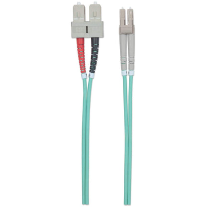 2 m LC to SC UPC Fiber Optic Patch Cable, 3.0 mm, Duplex, LSZH, OM3 Multimode, Aqua Image 5