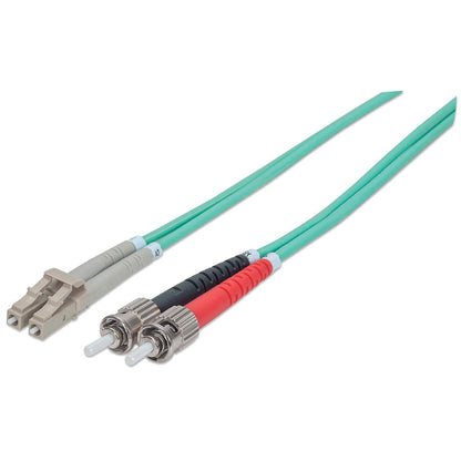 2 m LC to ST UPC Fiber Optic Patch Cable, 3.0 mm, Duplex, LSZH, OM3 Multimode, Aqua Image 1