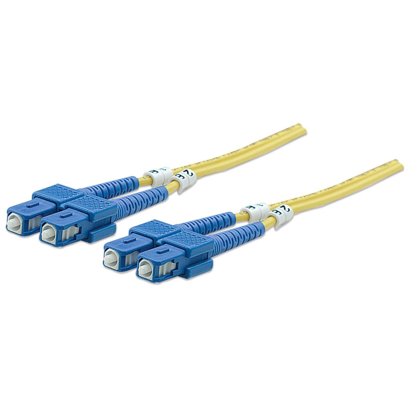 2 m SC to SC UPC Fiber Optic Patch Cable, 3.0 mm, Duplex, LSZH, OS2 Singlemode, Yellow Image 1