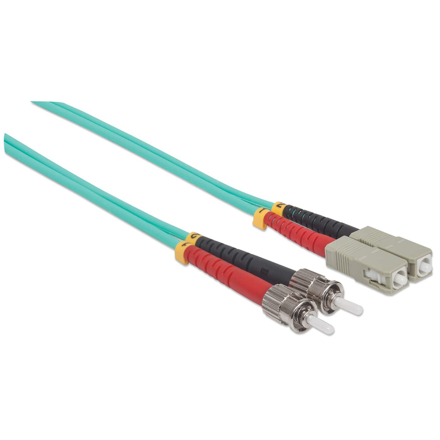 2 m ST to SC UPC Fiber Optic Patch Cable, 3.0 mm, Duplex, LSZH, OM3 Multimode, Aqua Image 3