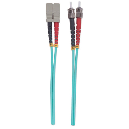 2 m ST to SC UPC Fiber Optic Patch Cable, 3.0 mm, Duplex, LSZH, OM3 Multimode, Aqua Image 5