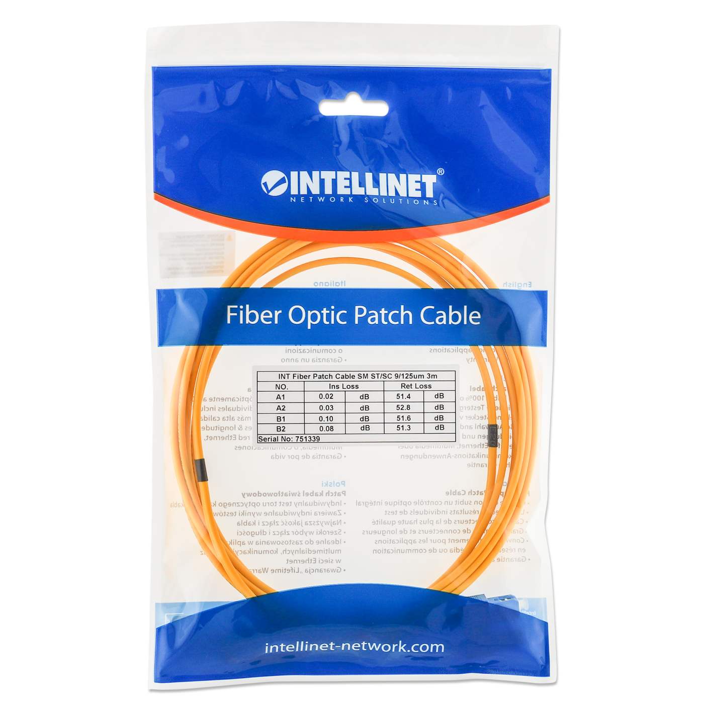 2 m ST to SC UPC Fiber Optic Patch Cable, 3.0 mm, Duplex, LSZH, OS2 Singlemode, Yellow Packaging Image 2
