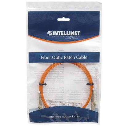 20 m LC to LC UPC Fiber Optic Patch Cable, 3.0 mm, Duplex, LSZH, OM1 Multimode, Orange Packaging Image 2