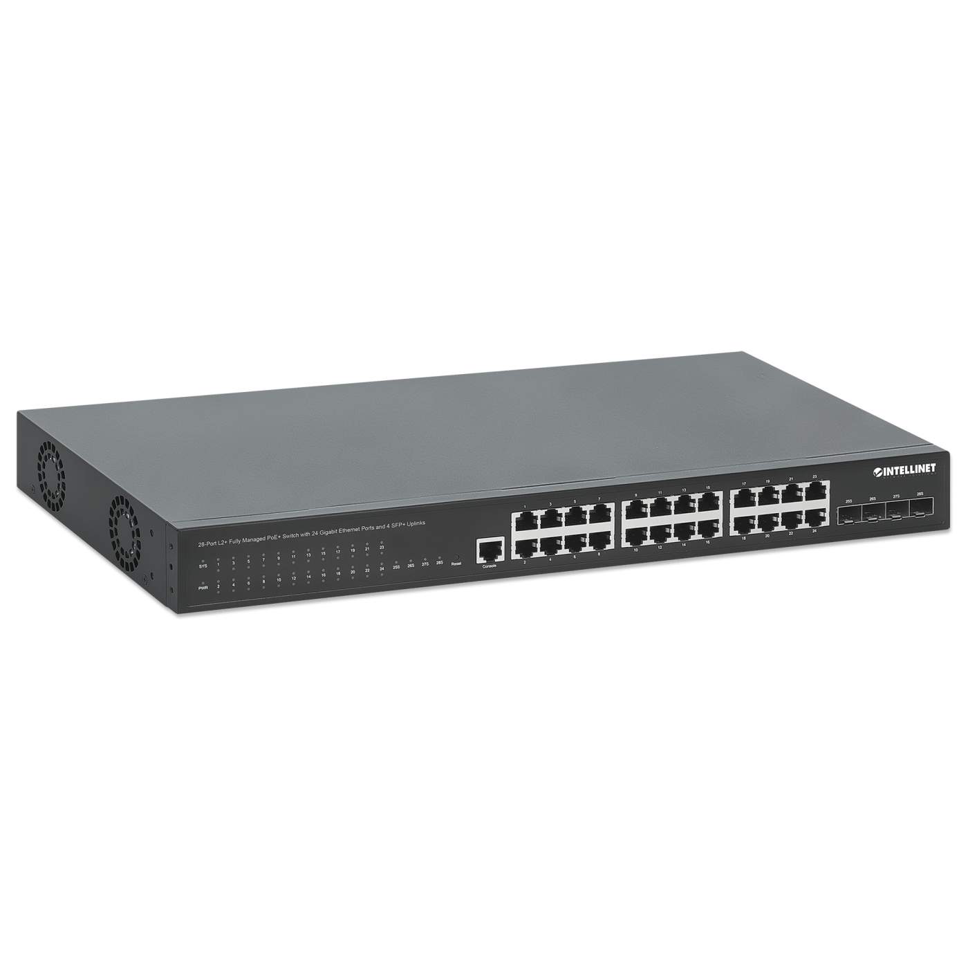 28-Port L2+ Fully Managed PoE+ Switch with 24 Gigabit Ethernet Ports and 4 SFP+ Uplinks Image 3